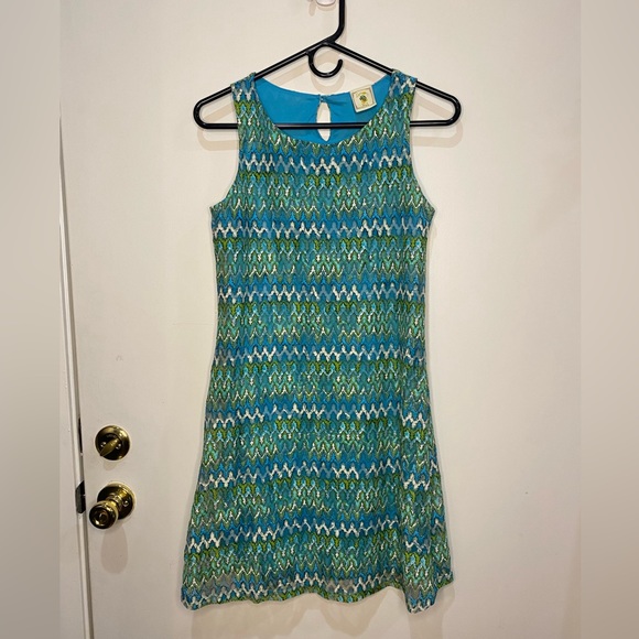 Lemon Fizz Girls Size 16 Geometric 60’s style sleeveless dress - Picture 1 of 12